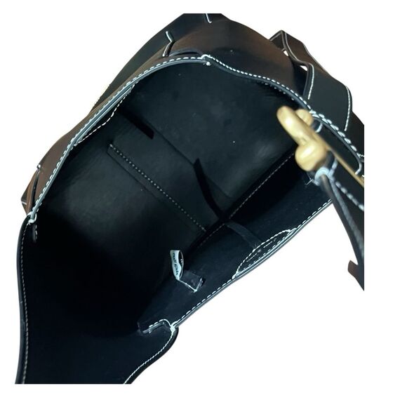 Cult Gaia Simona Mini Shoulder Bag Black Leather Structured Modern Sculptural - Picture 14 of 16